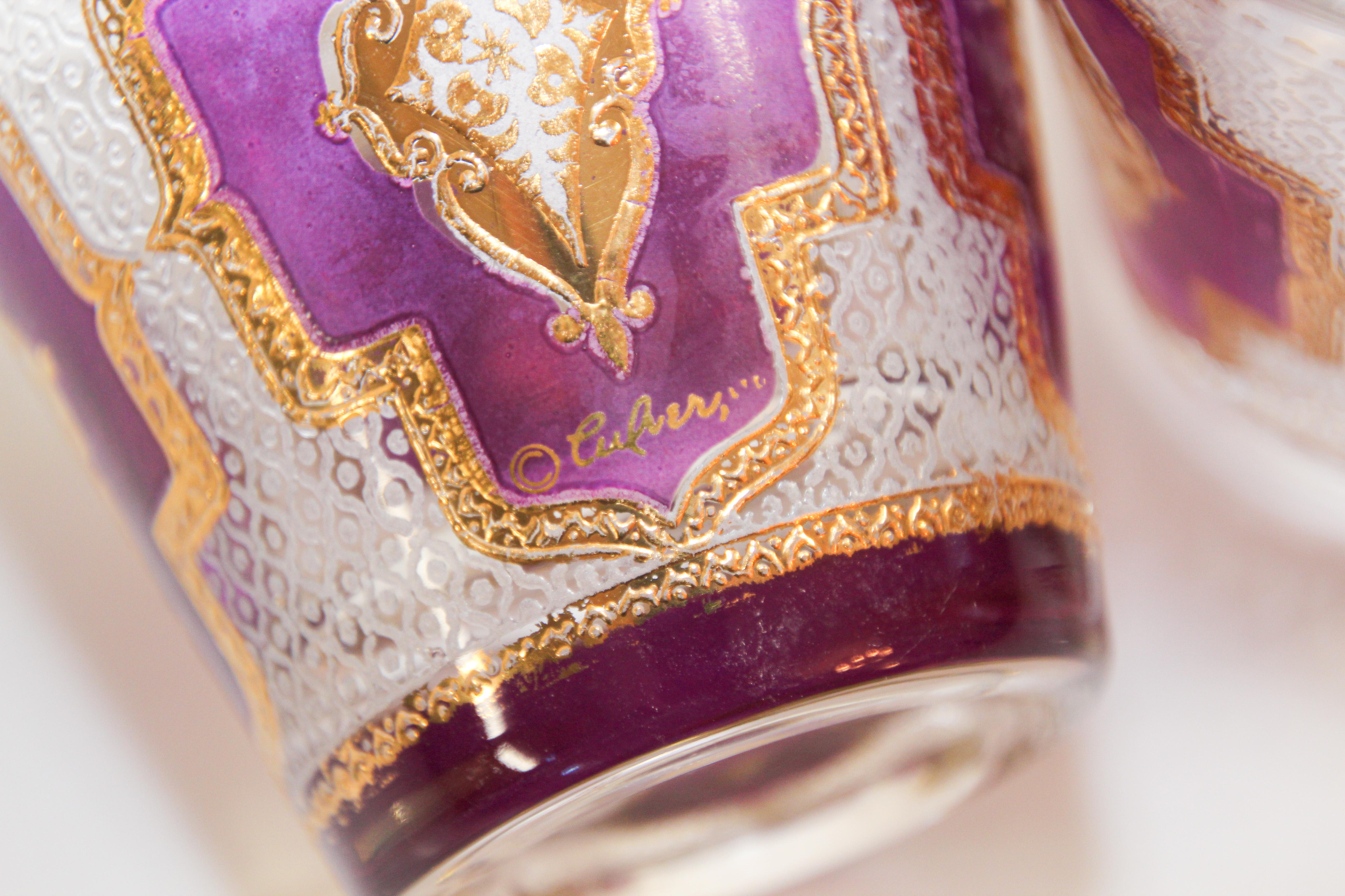 Vintage Set of Culver Glasses with 22-Karat Gold Amethyst Moorish Design 8