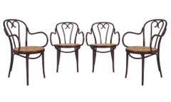 Vintage Set of Eight Bentwood and Cane Seat Armchair Dining Chairs by Thonet
