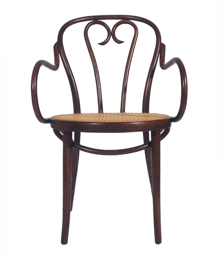 Vintage Set of Eight Bentwood and Cane Seat Armchair Dining Chairs by Thonet at 1stDibs