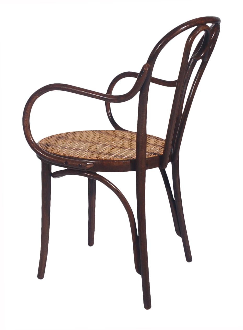 Polish Vintage Set of Eight Bentwood and Cane Seat Armchair Dining Chairs by Thonet
