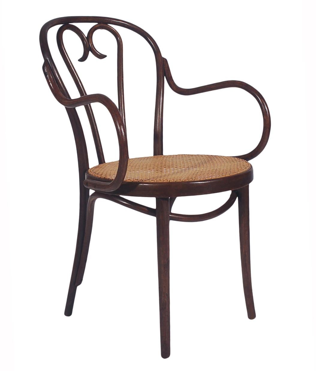 Mid-20th Century Vintage Set of Eight Bentwood and Cane Seat Armchair Dining Chairs by Thonet
