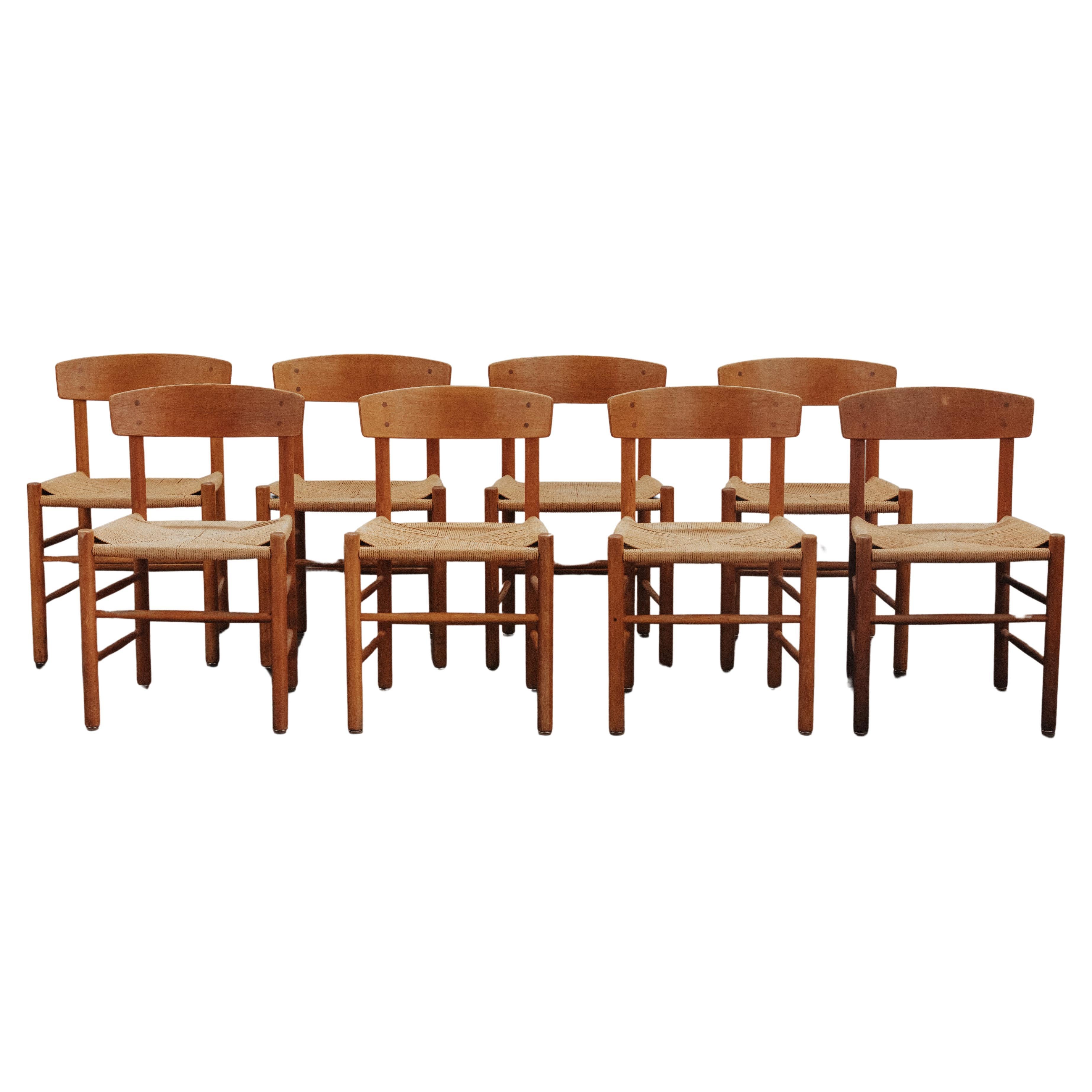 Vintage Set of Eight Borge Mogensen "People's Chairs" From Denmark, Circa 1970