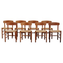Vintage Set of Eight Borge Mogensen "People's Chairs" From Denmark, Circa 1970