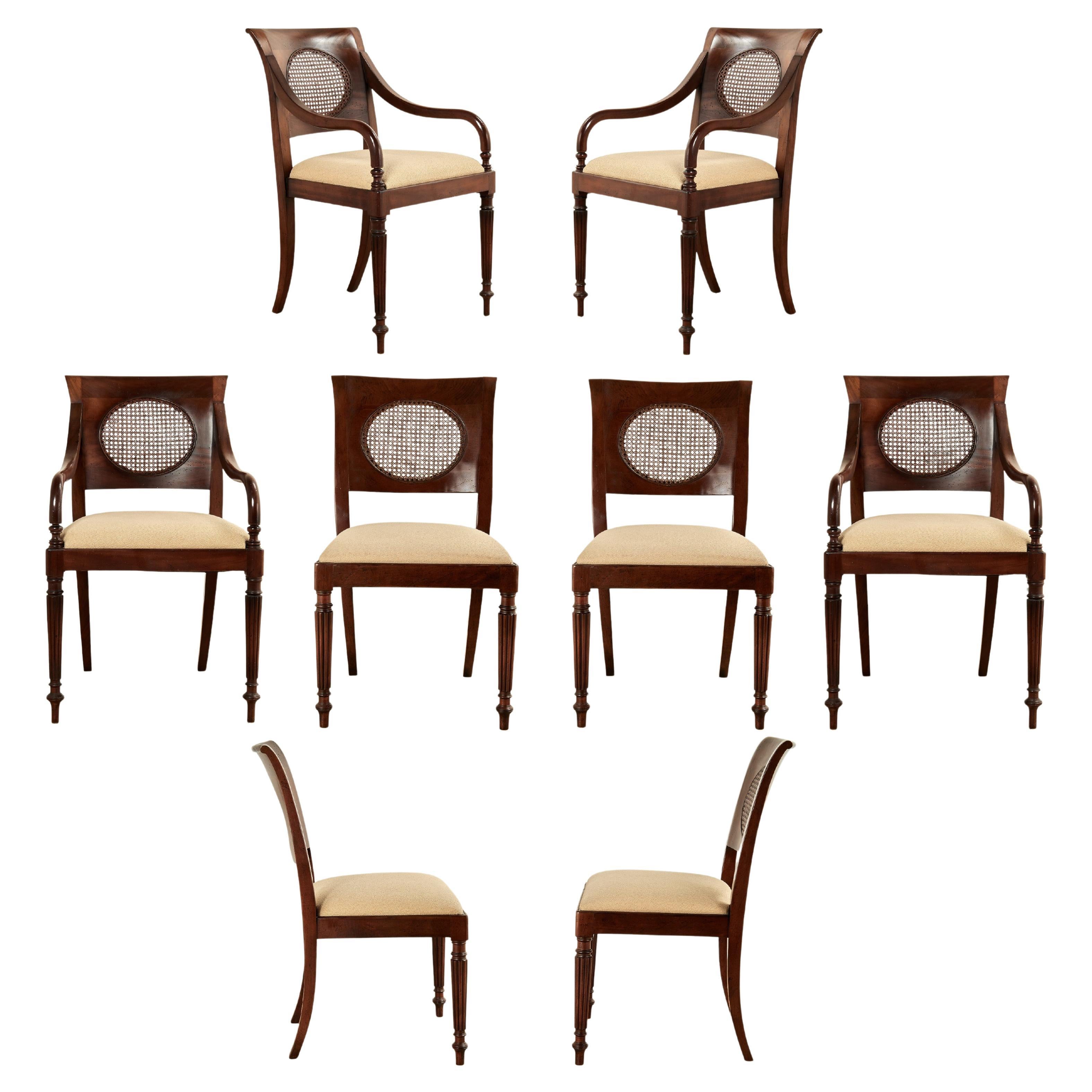Vintage Satz von acht British Colonial Stil Esszimmerstühle von Baker