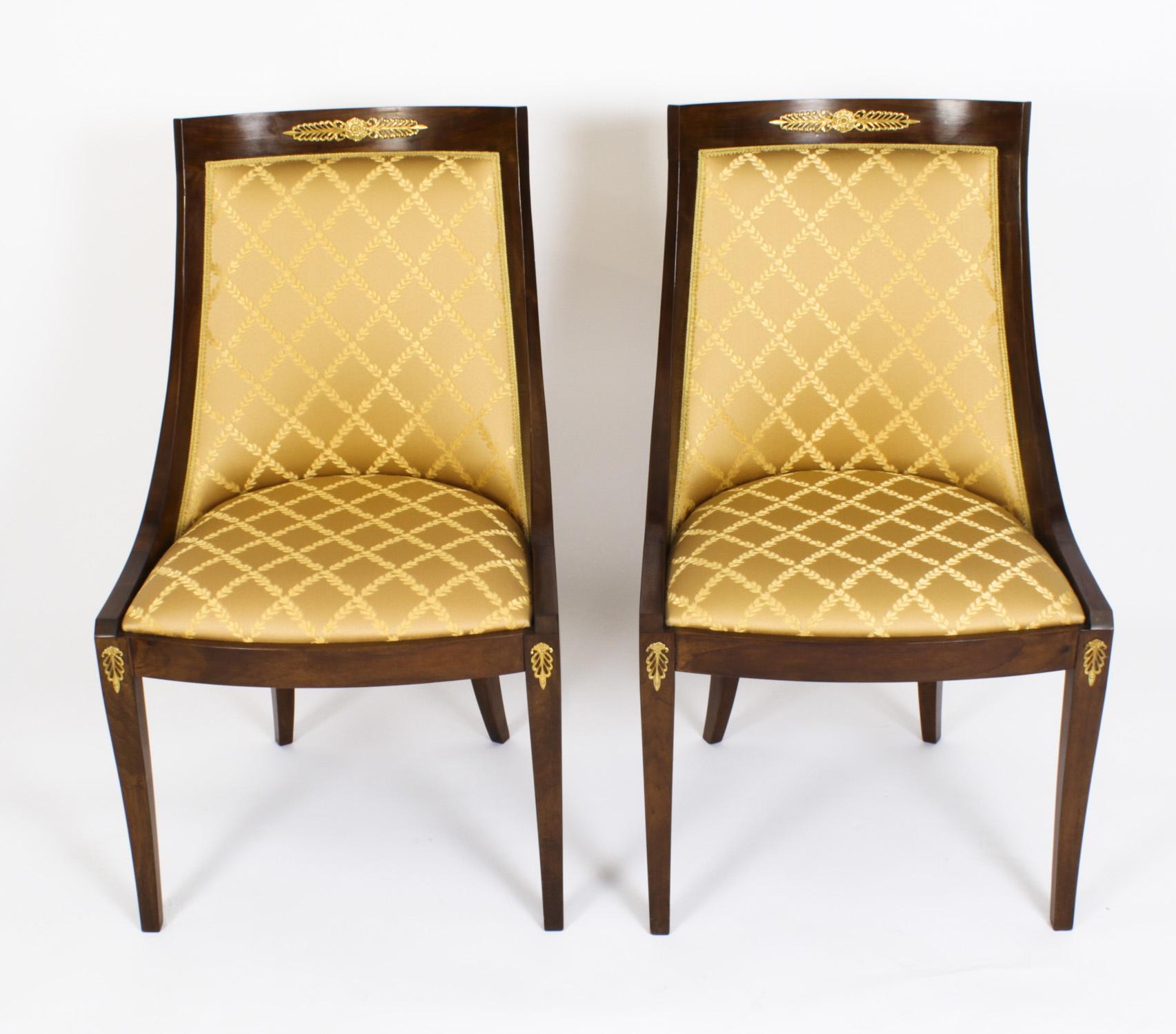 Vintage Set of Eight French Empire Revival Gondola Dining Chairs 20th C In Good Condition For Sale In London, GB