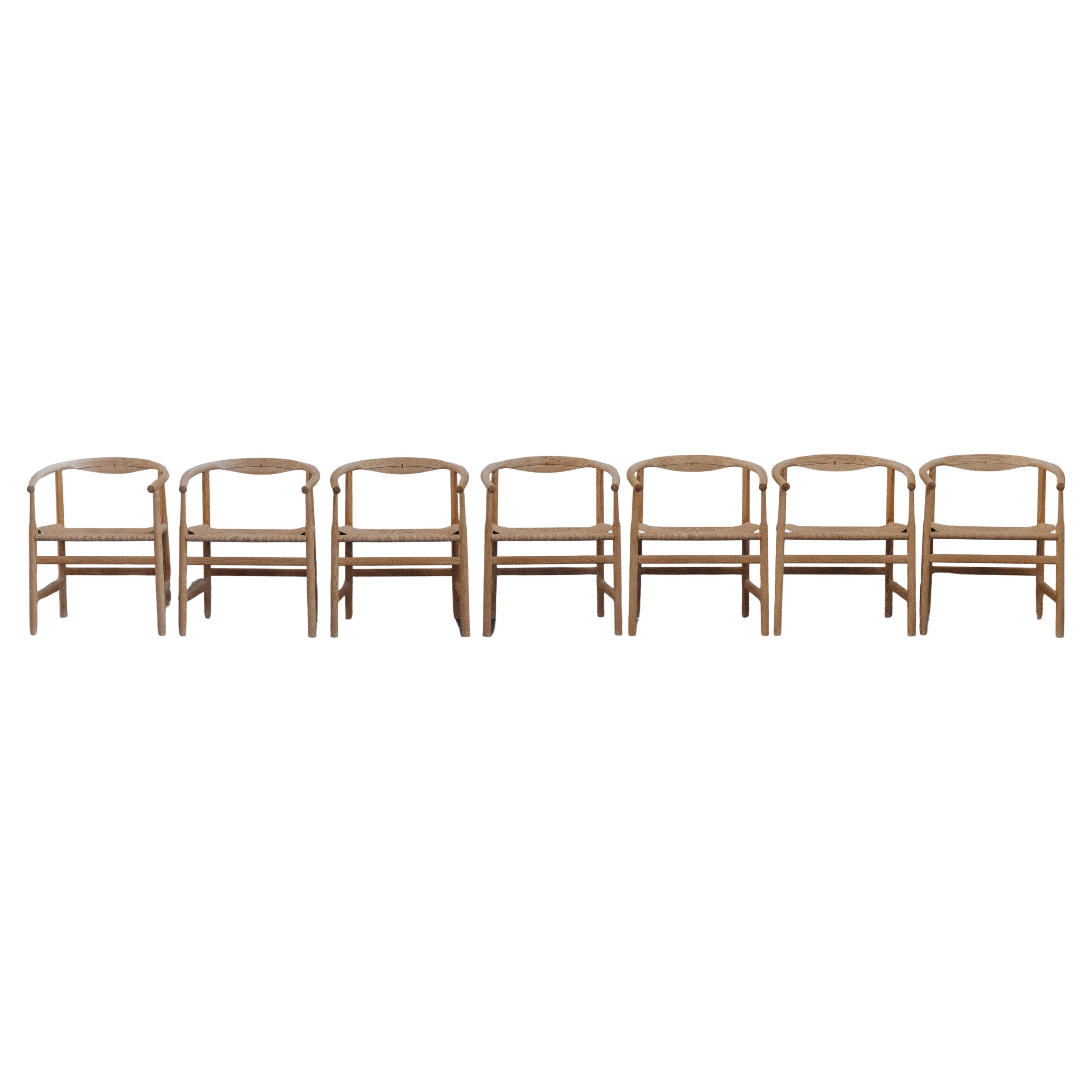 Vintage Ensemble de huit fauteuils Hans J. Wegner, Model PP-201, Danemark Circa 1969