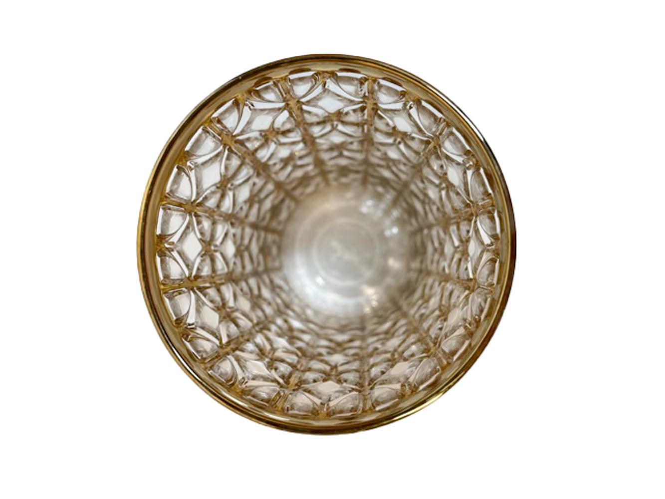 Mid-Century Modern Ensemble vintage de huit verres longs Tabique de Oro en verre impérial en vente