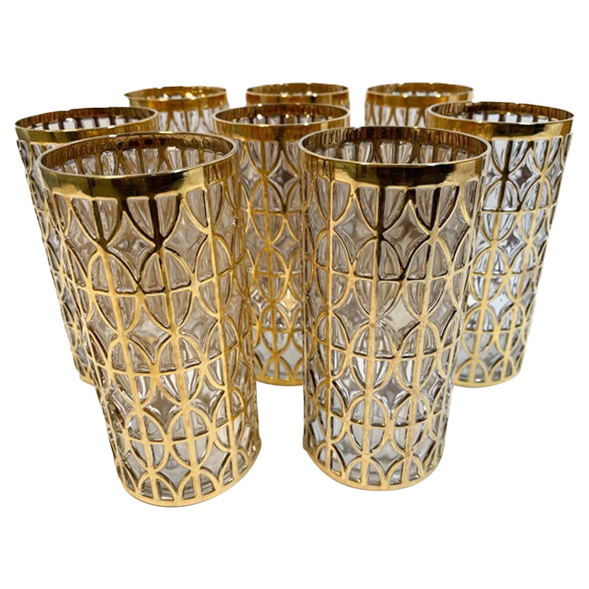 Ensemble vintage de huit verres Imperial Glass Tabique de Oro