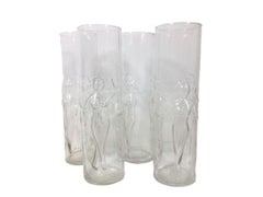 Vintage Set of Eight Libbey Molded Glass "Le Femme" Zombie Glasses