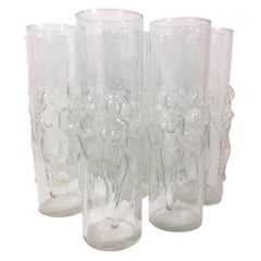 Ensemble vintage de huit verres Libbey moulés « Le Femme » Zombie