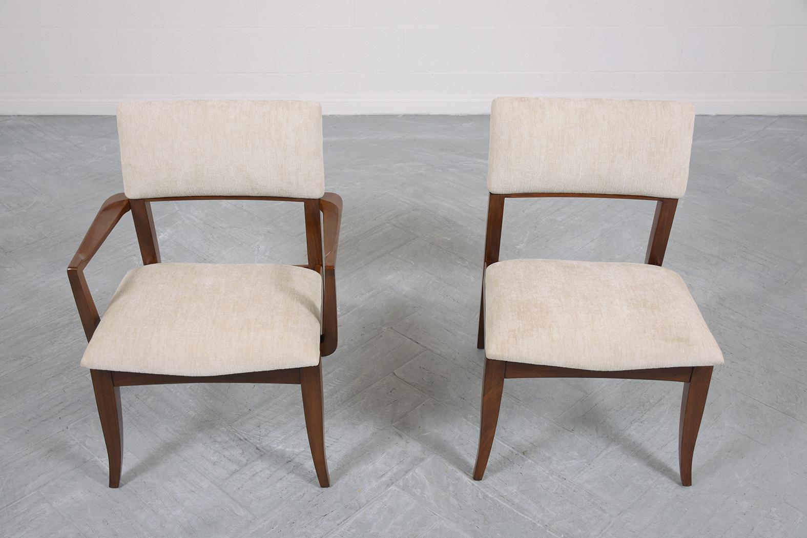Carved Vintage Set of Eight Mid-Century Modern Dining Chairs