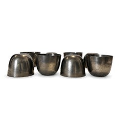 Vintage Set of Eight Pewter Jefferson Cups, Colonial Revival, 1980s