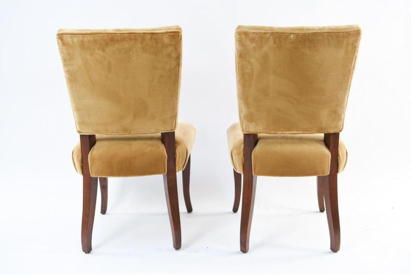 Unknown Vintage Set of Eight Side Chairs in Silk Velvet