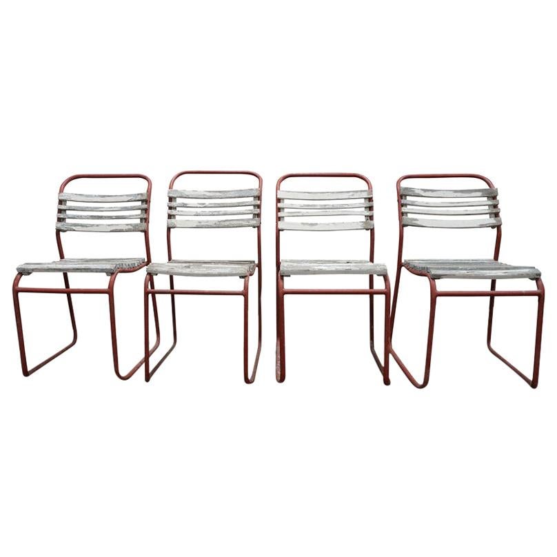 Set of European Metal and Wood Outdoor/ Dining Chairs