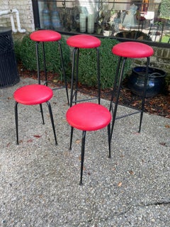 Vintage Set of Five '5' Italian Stools in the Ponti Style