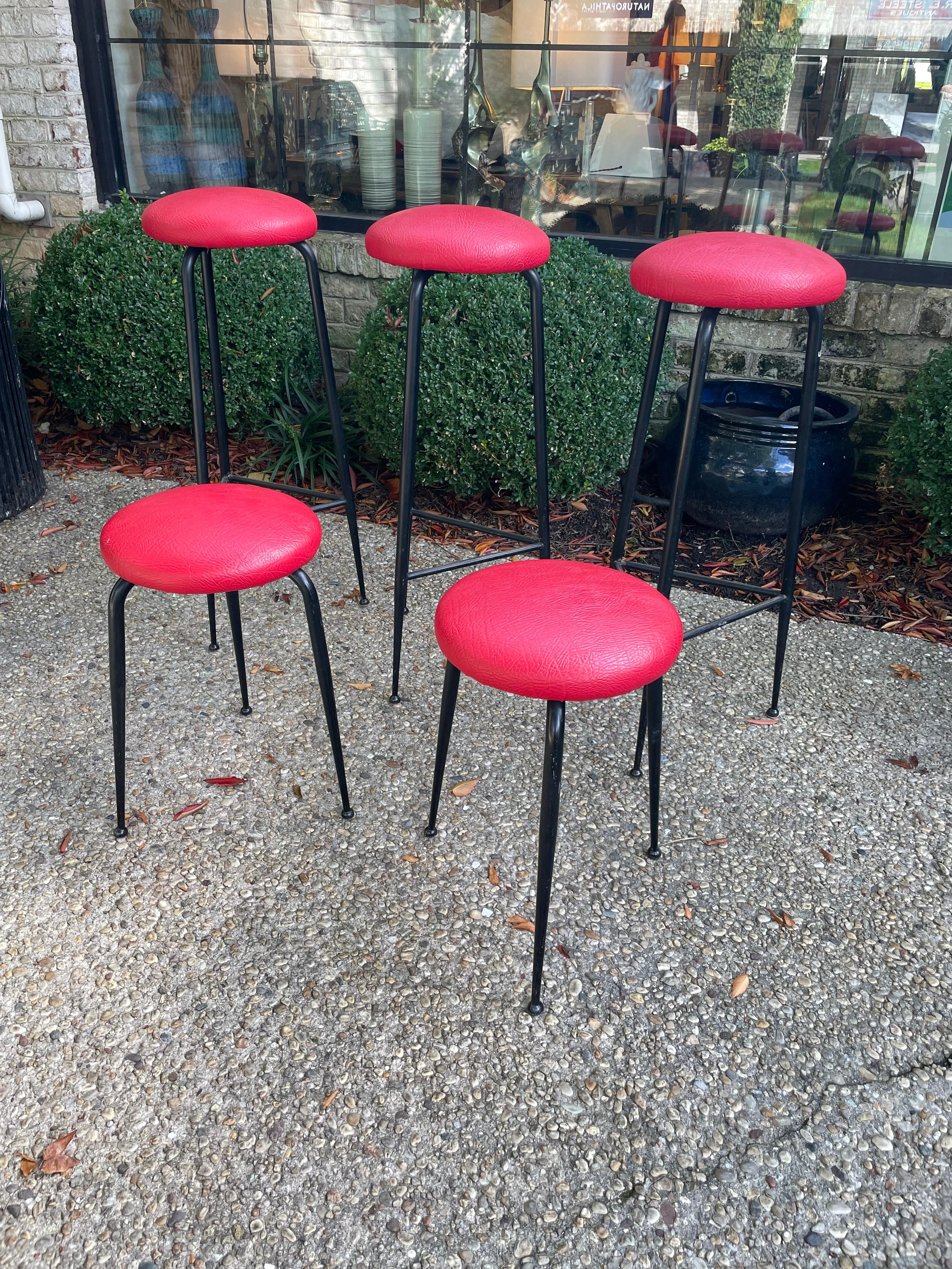 Vintage Set of Five '5' Italian Stools in the Ponti Style For Sale 3