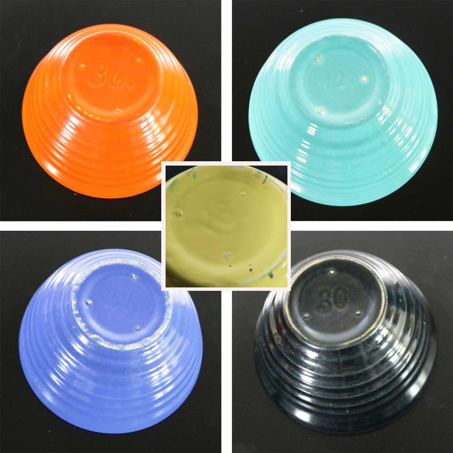 Vintage Set of Five Bauer Multi-Color Ringware Nesting Mixing Bowls 5
