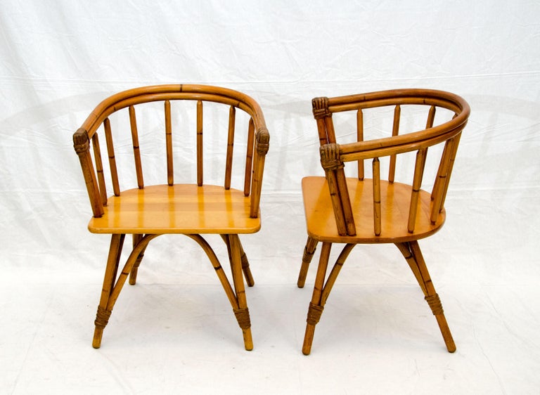Vintage Set of Five Captains Chairs, Heywood Wakefield 