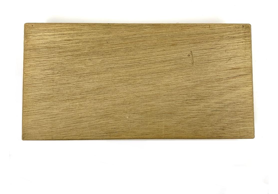 Vintage Set Of Five Japanese Canapé Plates With Forks In Calligraphic Wood Case For Sale 8