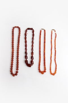 Vintage Set of Four Amber Necklaces, 1960s