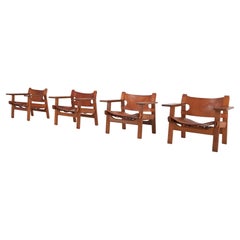 Vintage Set of Four, Børge Mogensen Spanish Chairs for Frederica Model 2226