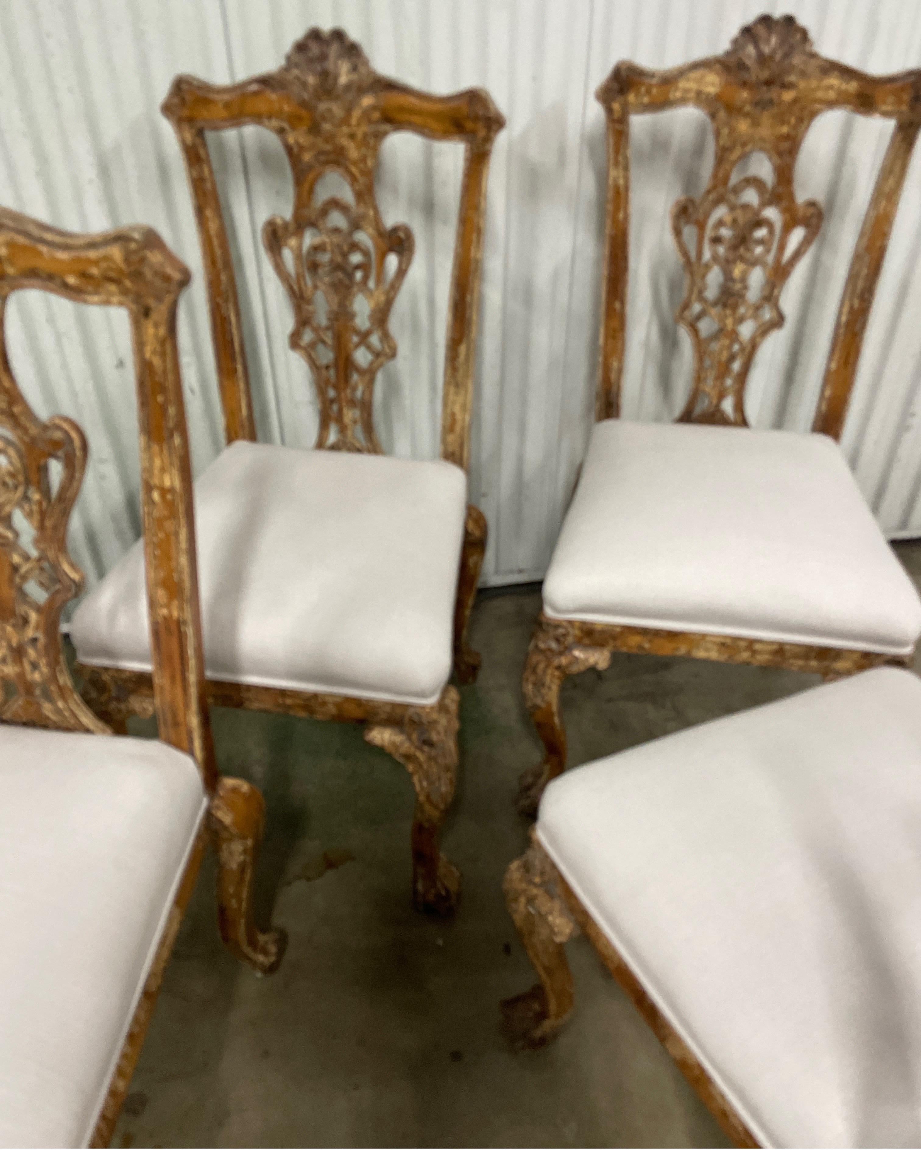 Vintage set of Four Chippendale Style Ball & Claw Foot Side Chairs For Sale 4