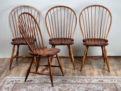 Vintage Set of Four D.R. Chaises Windsor à dossier arrondi Dimes (Bambou)