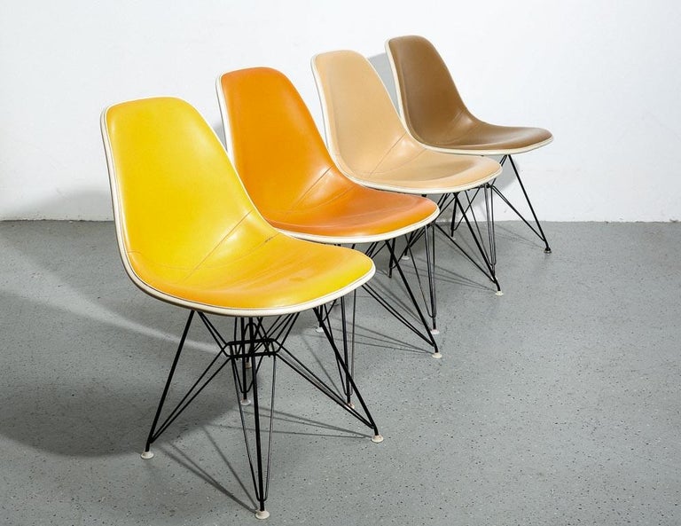Vintage Set of Four Eames Upholstered Dining Chairs at 1stDibs
