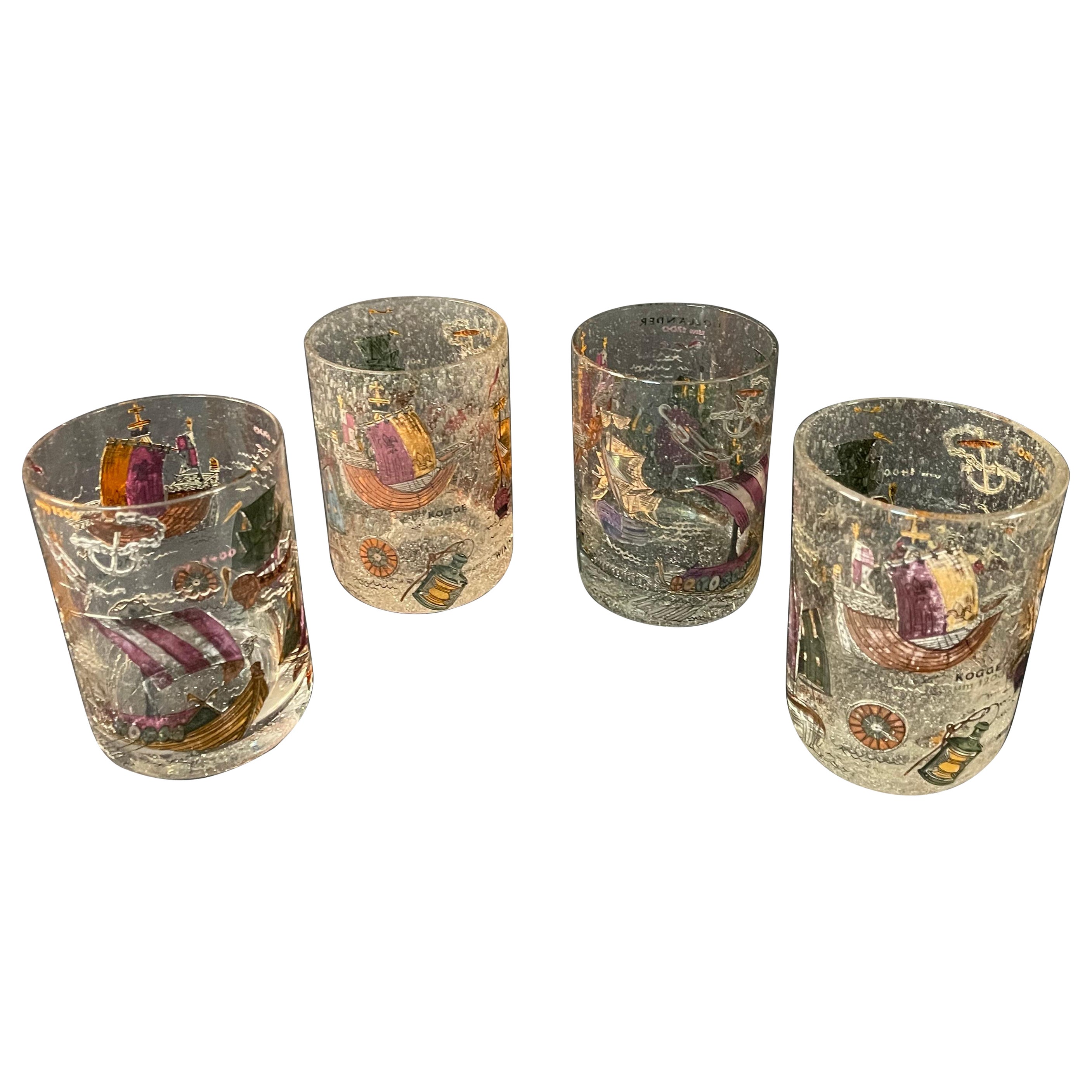 Vintage Set of Four Exclusive Whiskey Glasses For Sale