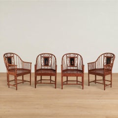 Vintage Set of Four Faux Bamboo Brighton Pavillion Style Chairs