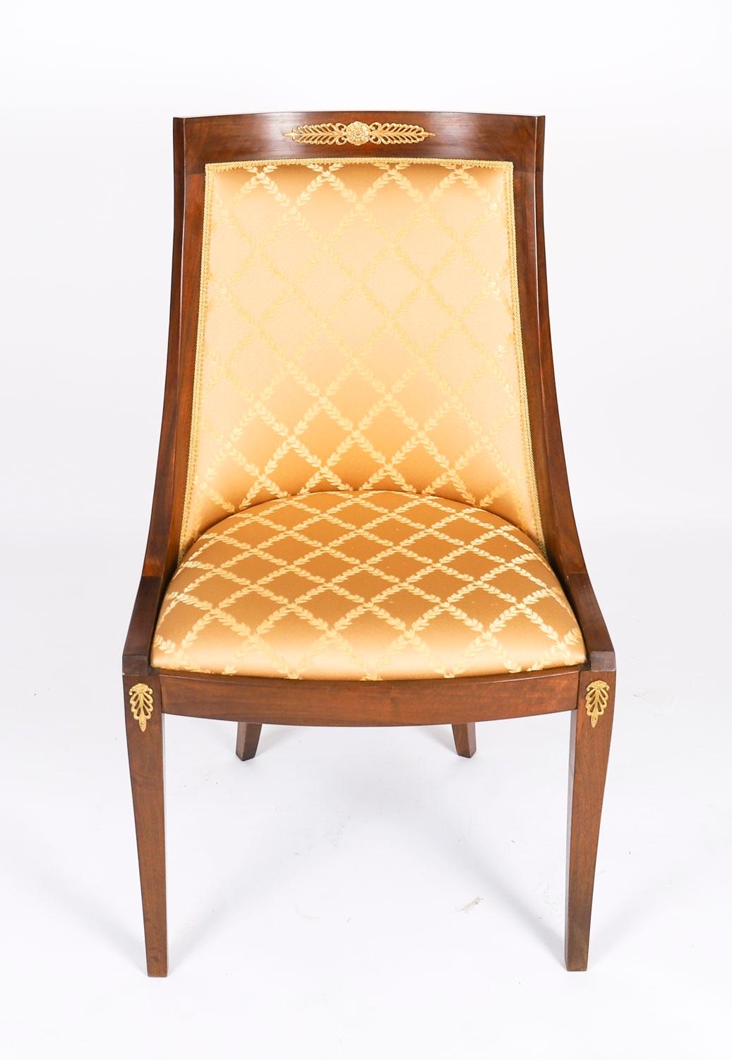 Vintage Set of Four French Empire Revival Gondola Side Chairs 20th Century For Sale 1