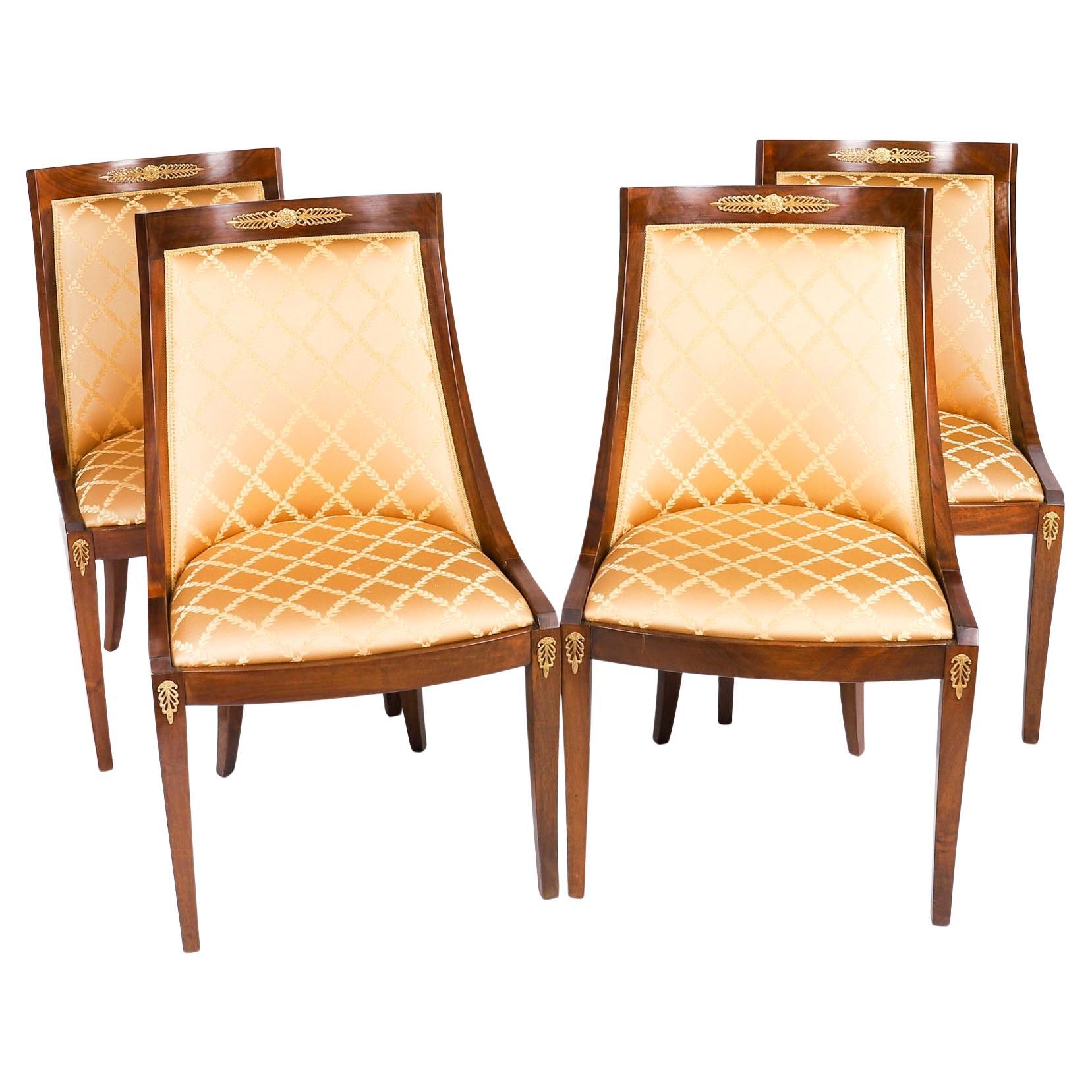 Vintage Set of Four French Empire Revival Gondola Side Chairs 20th Century