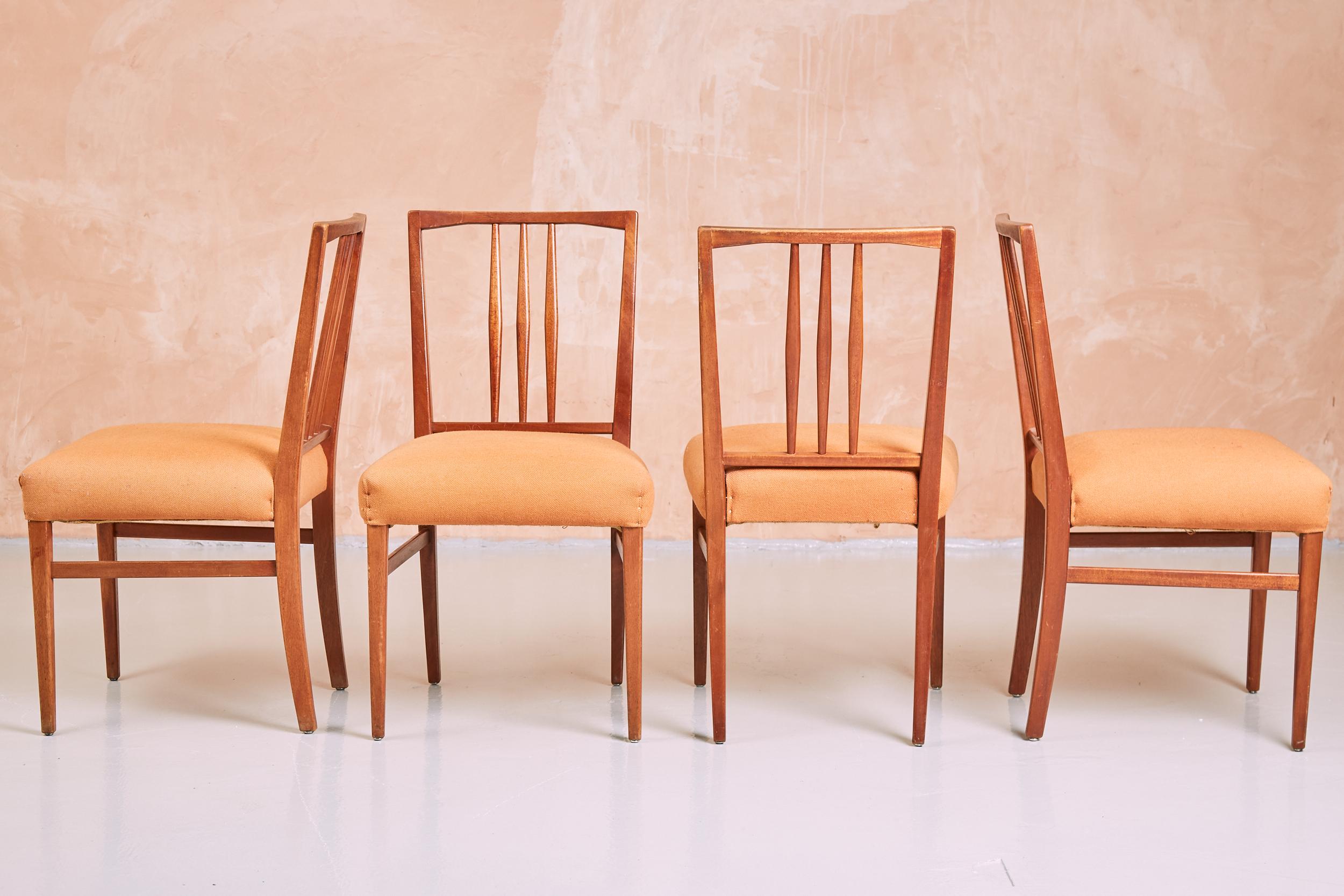 Mid-Century Modern Vintage Set of Four Gordon Russell Dining Chairs, for Heals, 1950s, England