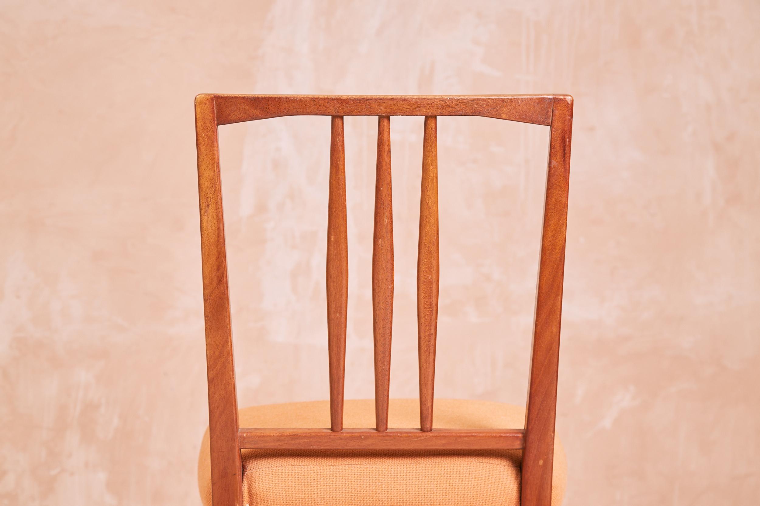 Wool Vintage Set of Four Gordon Russell Dining Chairs, for Heals, 1950s, England