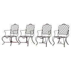 Vintage Set of Four Gregorius Pineo Faux Bois Twig Iron Outdoor Dining Armchairs Vintage Set of Four Gregorius Pineo Faux Bois Twig Iron Outdoor Dining Armchairs