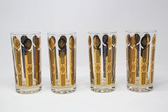 Vintage Set of Four Highball Cocktail Barware Glasses by Georges Briard