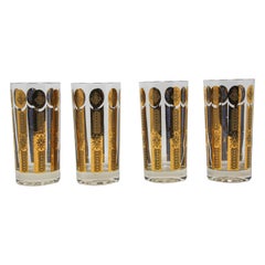 Vintage Set of Four Highball Cocktail Barware Glasses by Georges Briard