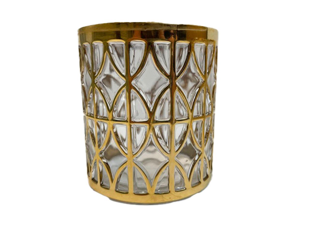 Mid-Century Modern Ensemble vintage de quatre verres Imperial Glass Co. Verres Tabique de Oro Rocks en vente