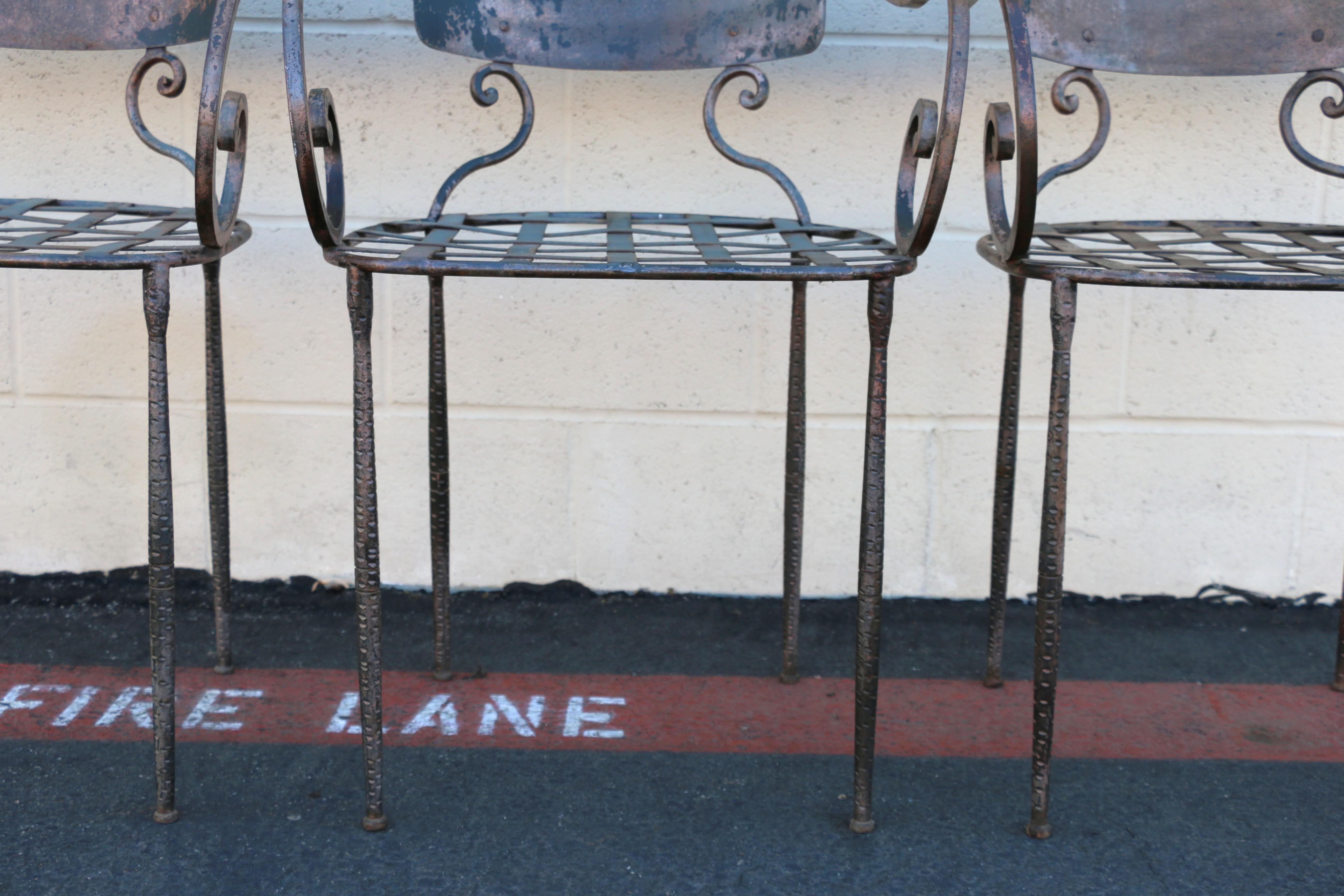 Vintage Set of Four Italian Outdoor Dining Chairs, 1950s For Sale 8