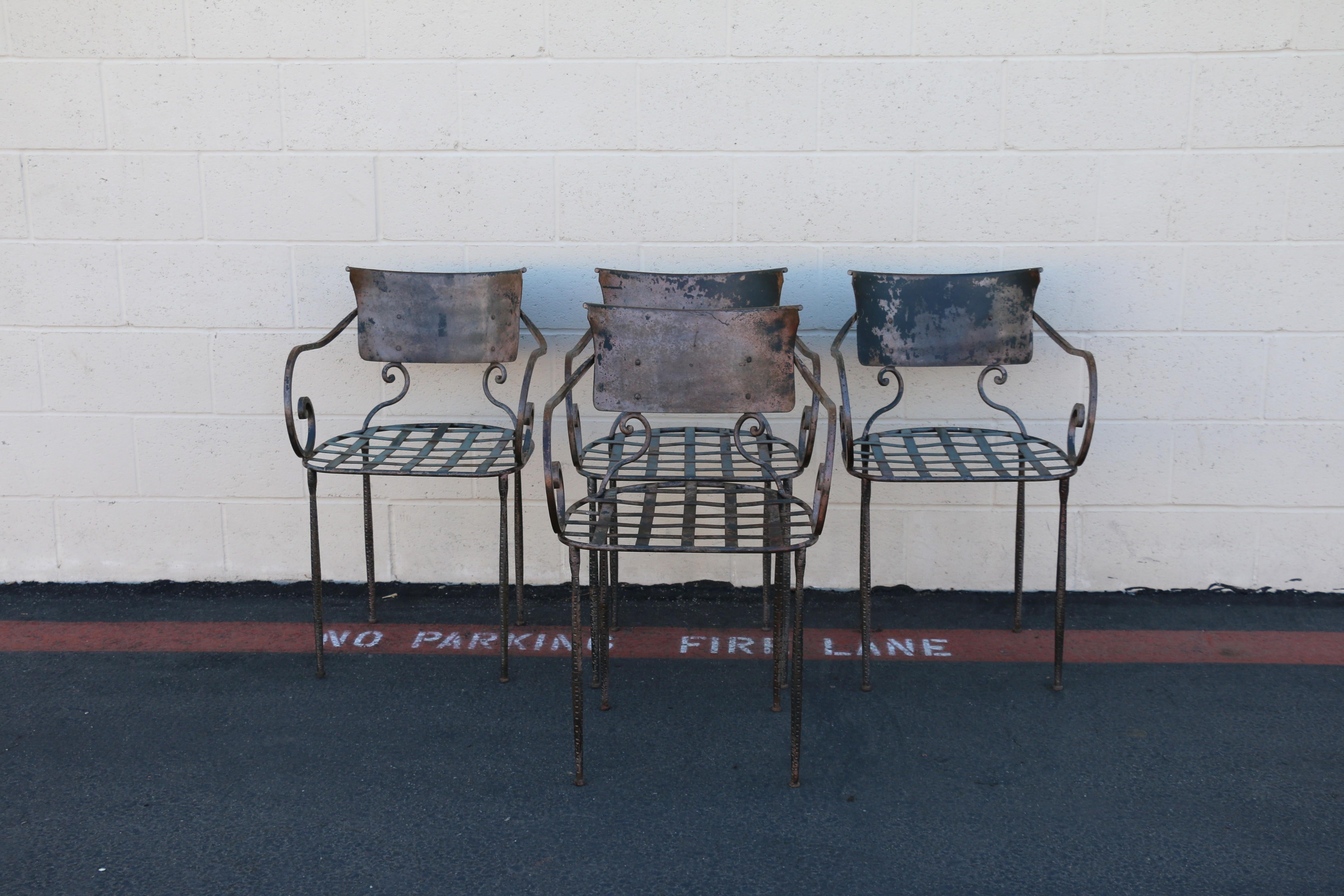 Vintage Set of Four Italian Outdoor Dining Chairs, 1950s For Sale 11