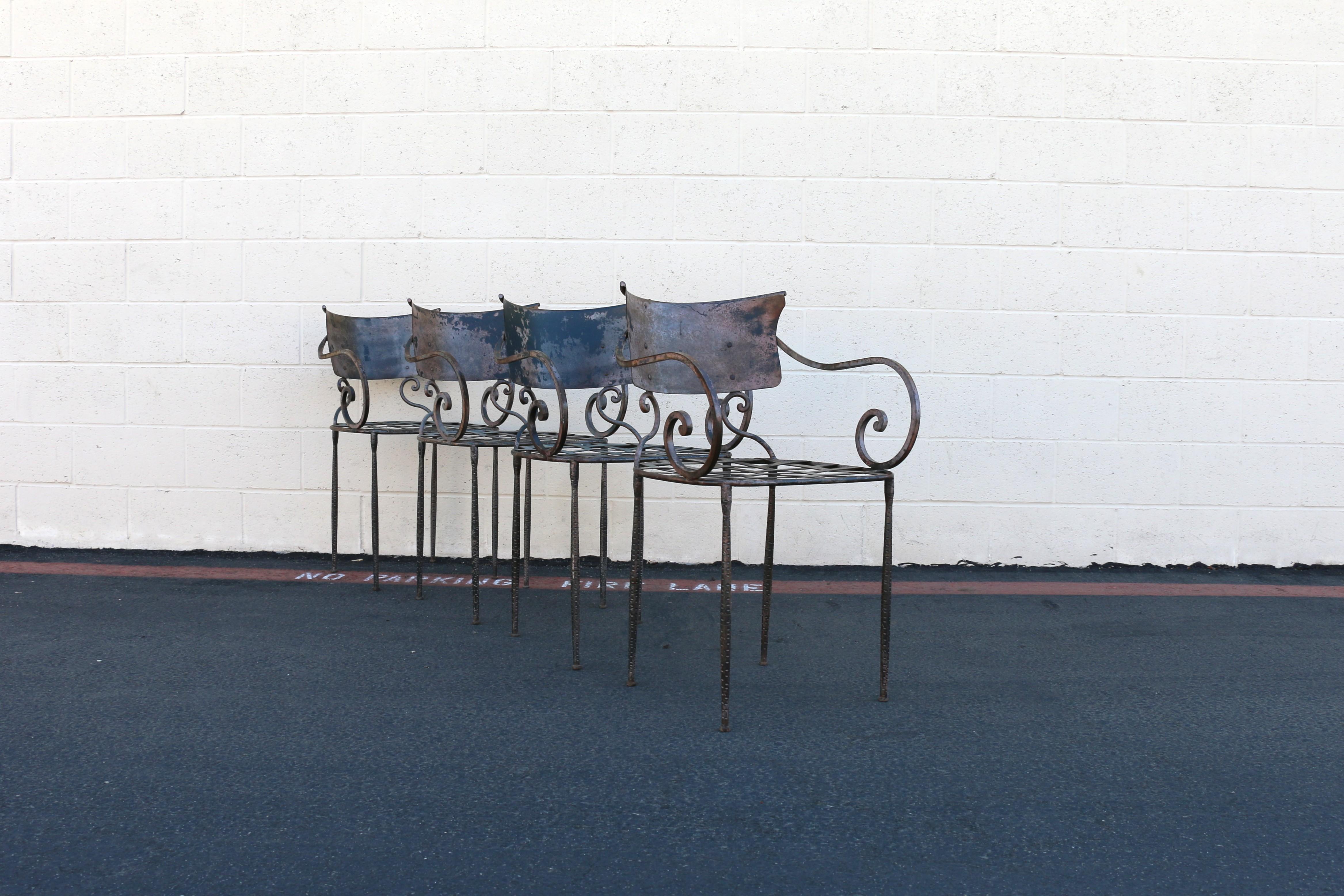 Vintage Set of Four Italian Outdoor Dining Chairs, 1950s In Good Condition For Sale In North Hollywood, CA