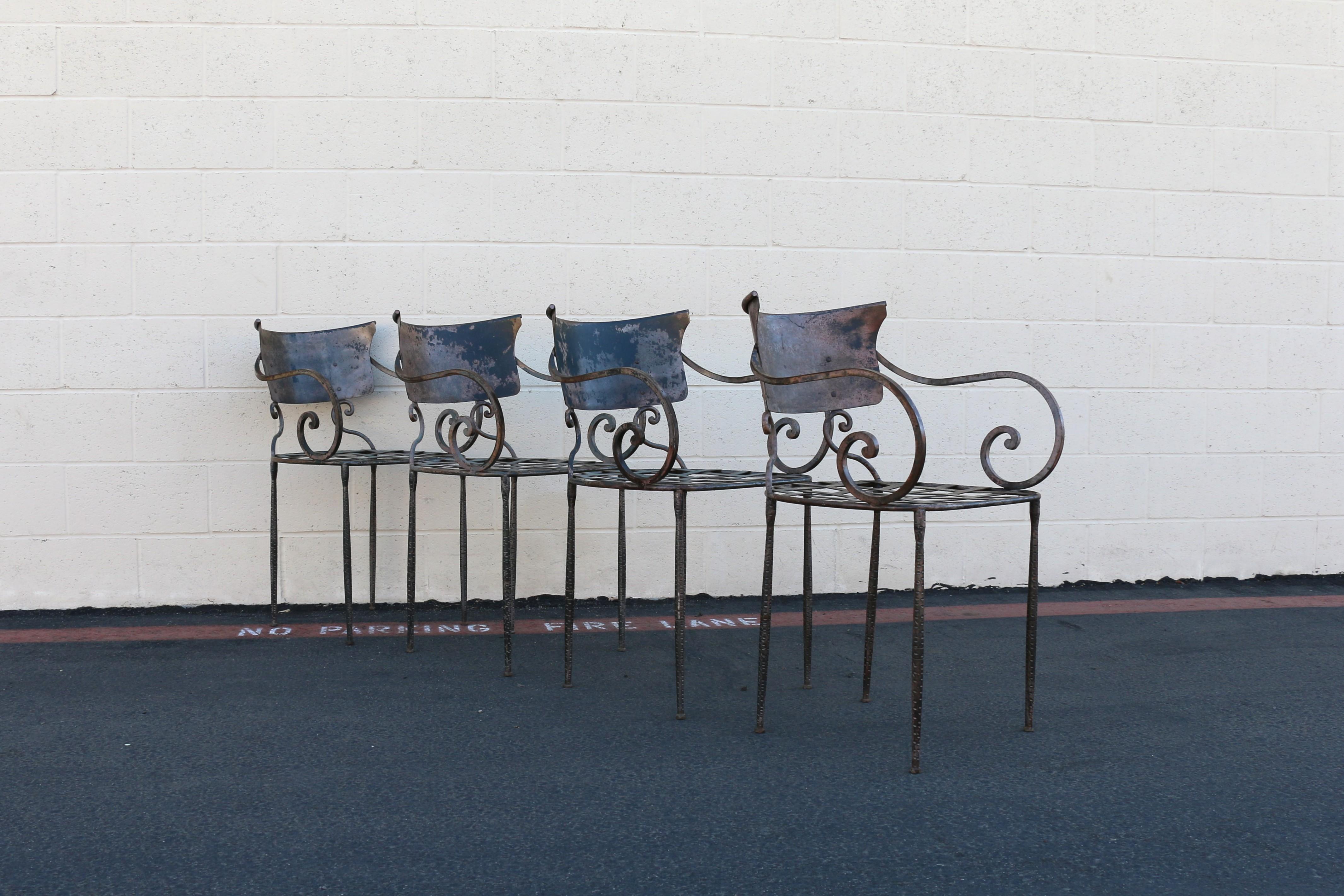 Mid-20th Century Vintage Set of Four Italian Outdoor Dining Chairs, 1950s For Sale