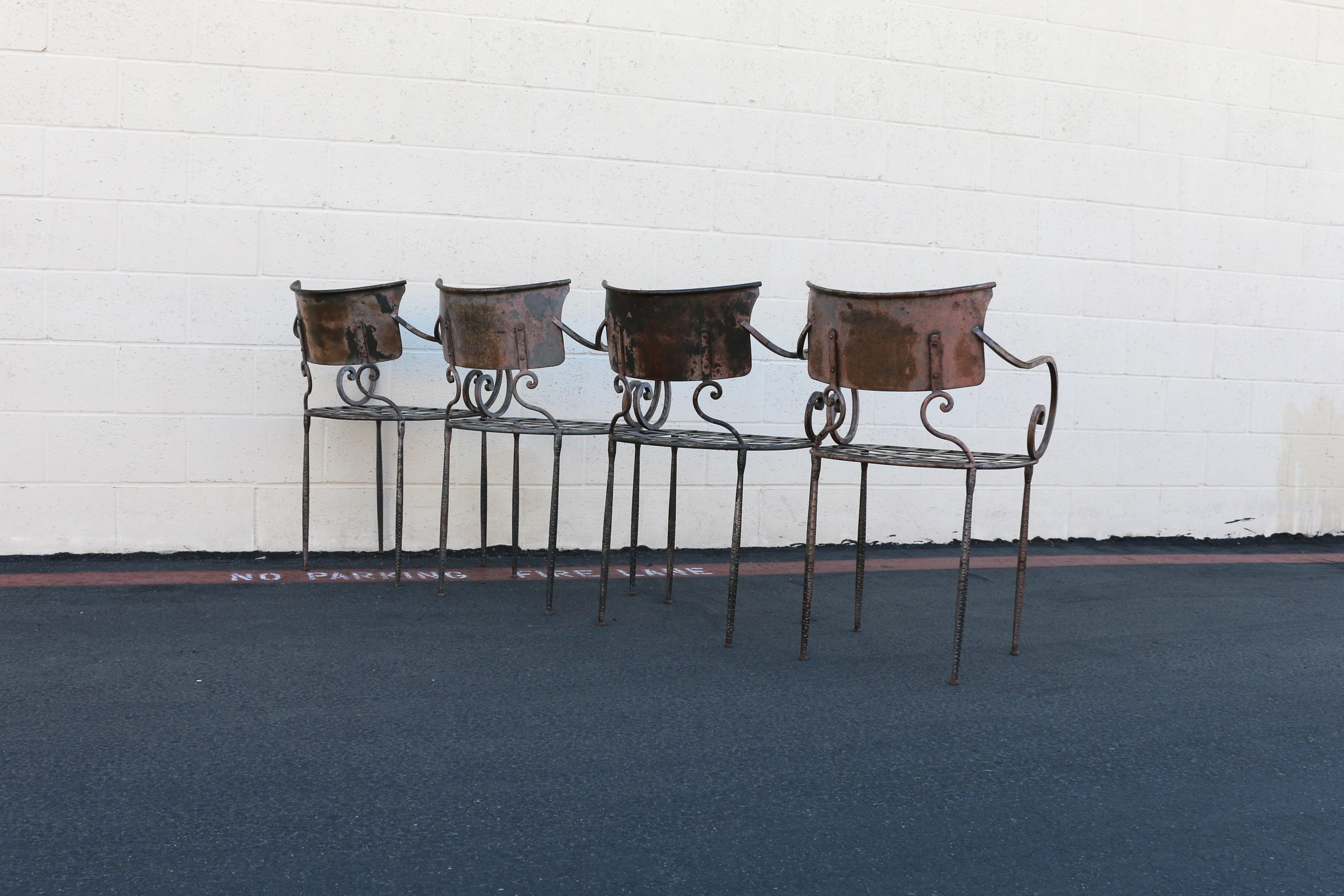 Vintage Set of Four Italian Outdoor Dining Chairs, 1950s For Sale 1