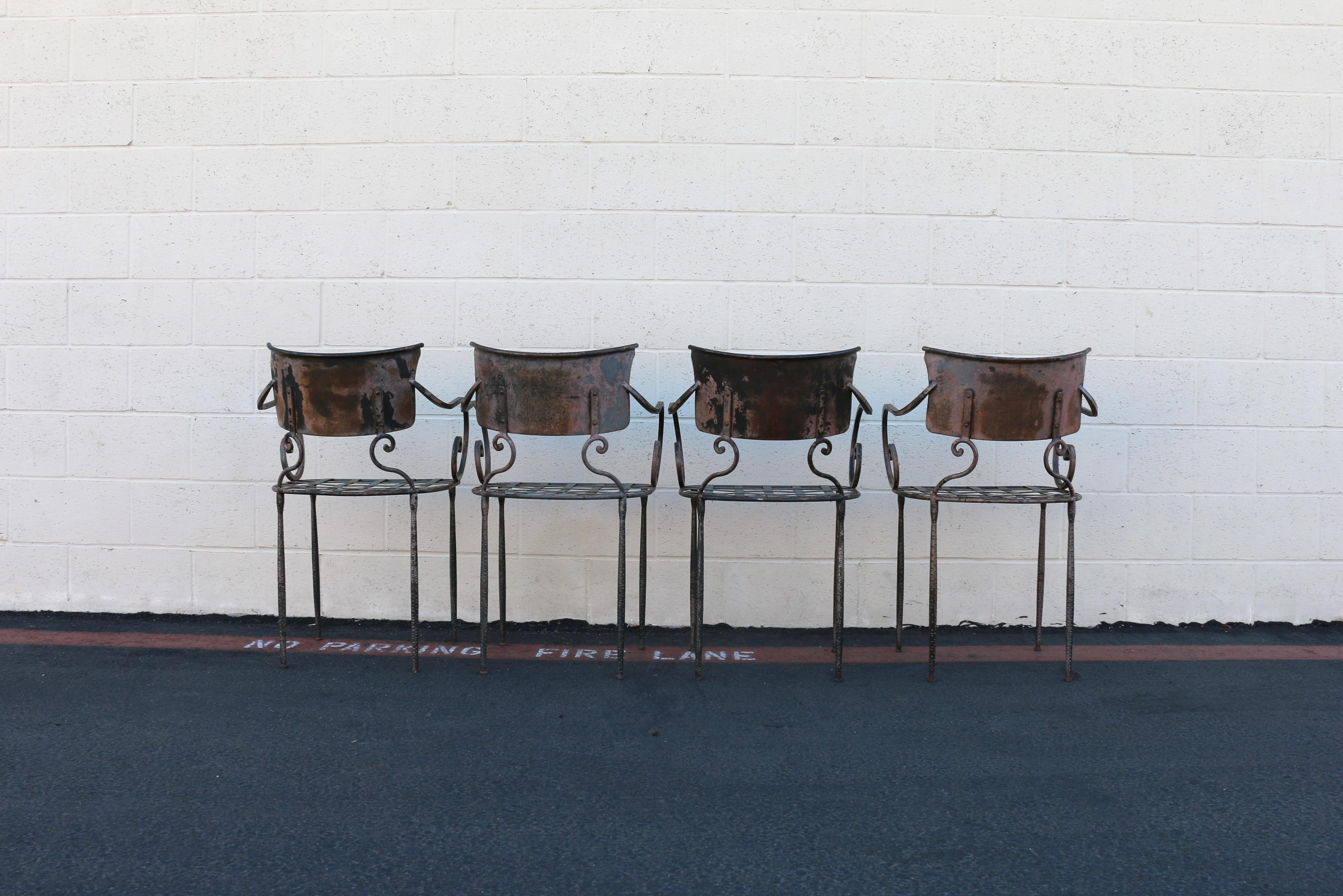 Vintage Set of Four Italian Outdoor Dining Chairs, 1950s For Sale 2