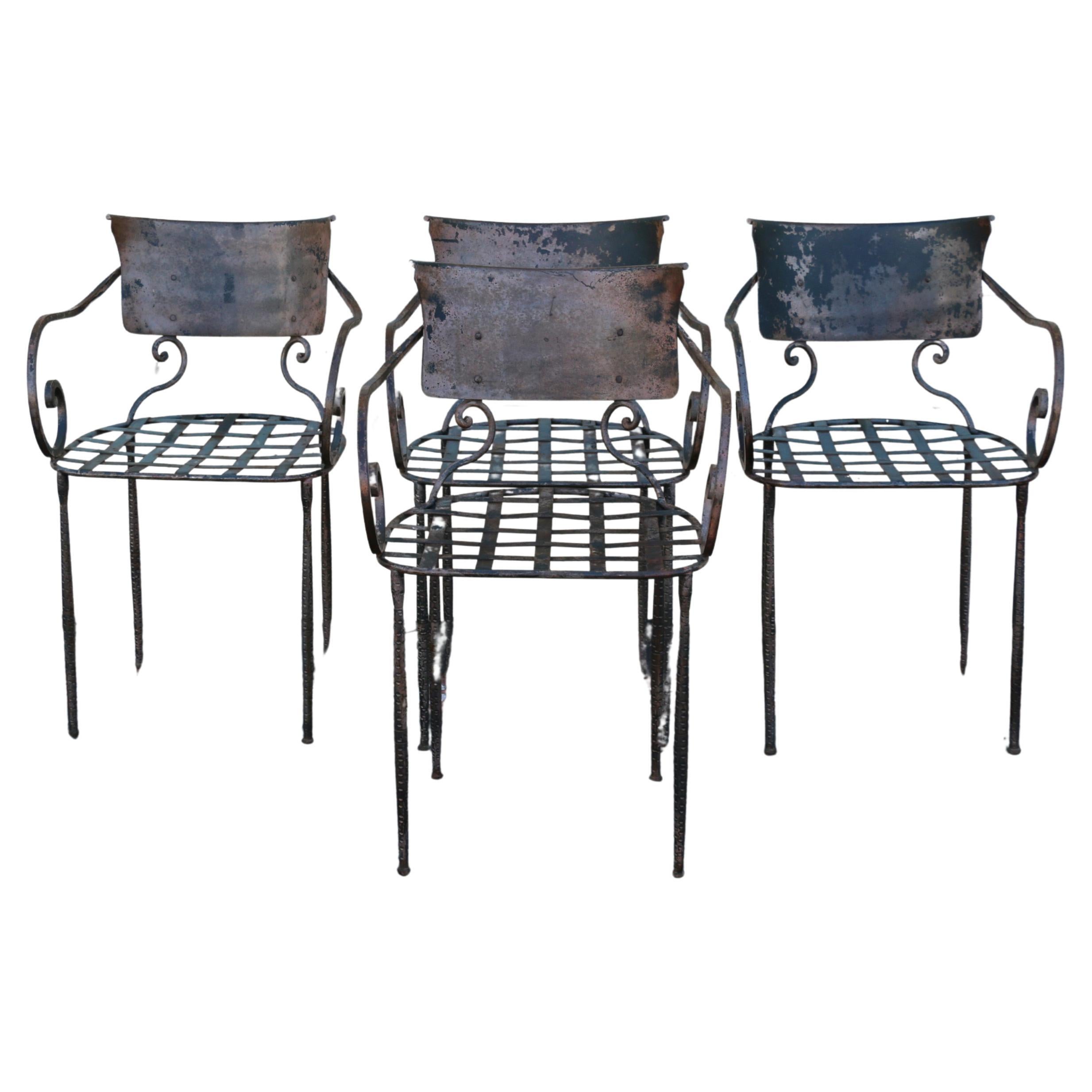 Juego Vintage de Cuatro Sillas Italianas de Comedor de Exterior, Años 50