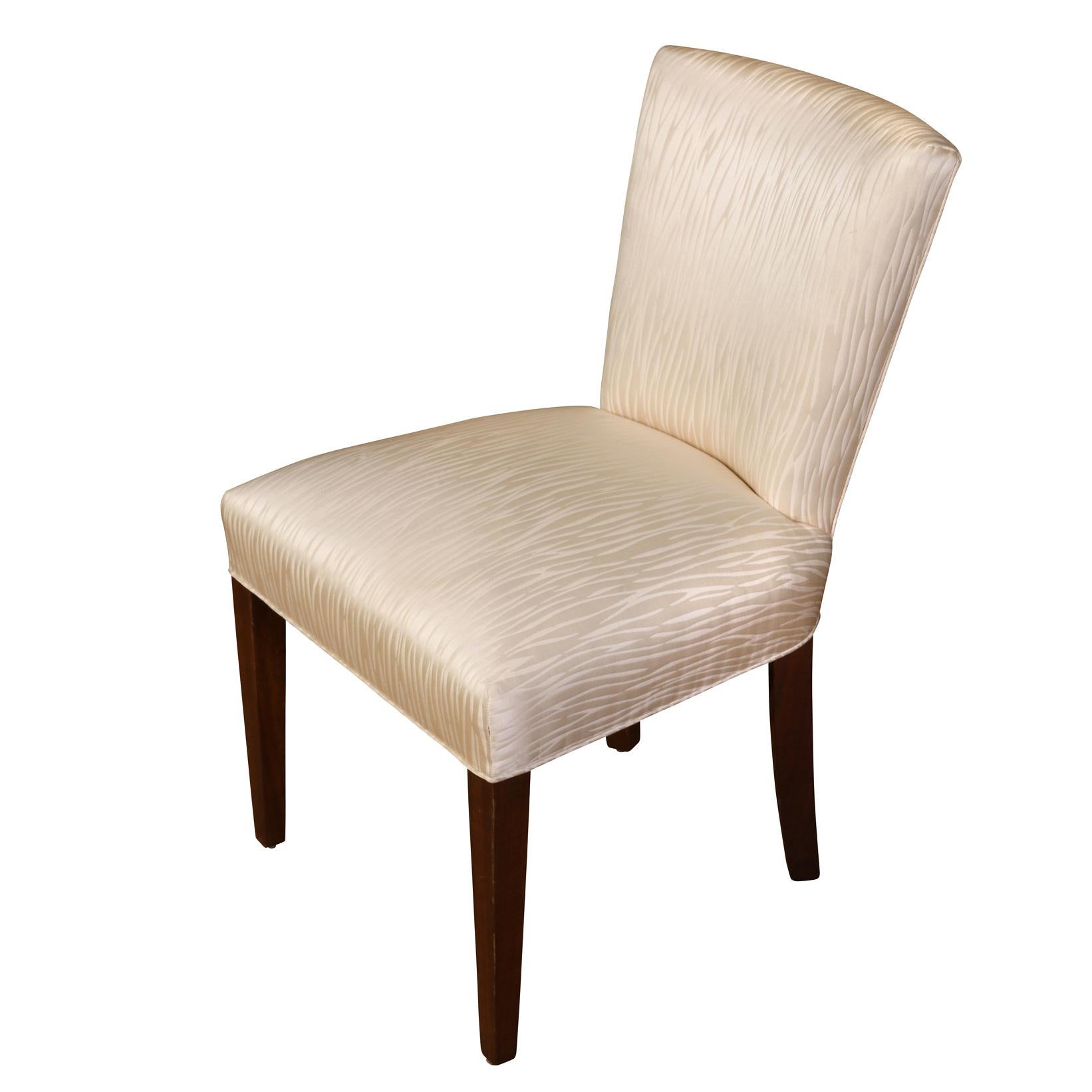 Vintage Set of Four Ivory Modern Upholstered Dining Chairs In Good Condition In Locust Valley, NY