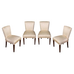 Vintage Set of Four Ivory Modern Upholstered Dining Chairs