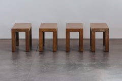 Vintage Ensemble de quatre tables d'appoint en cuir de France, Circa 1970