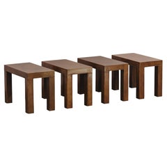 Vintage Ensemble de quatre tables d'appoint en cuir de France, Circa 1970
