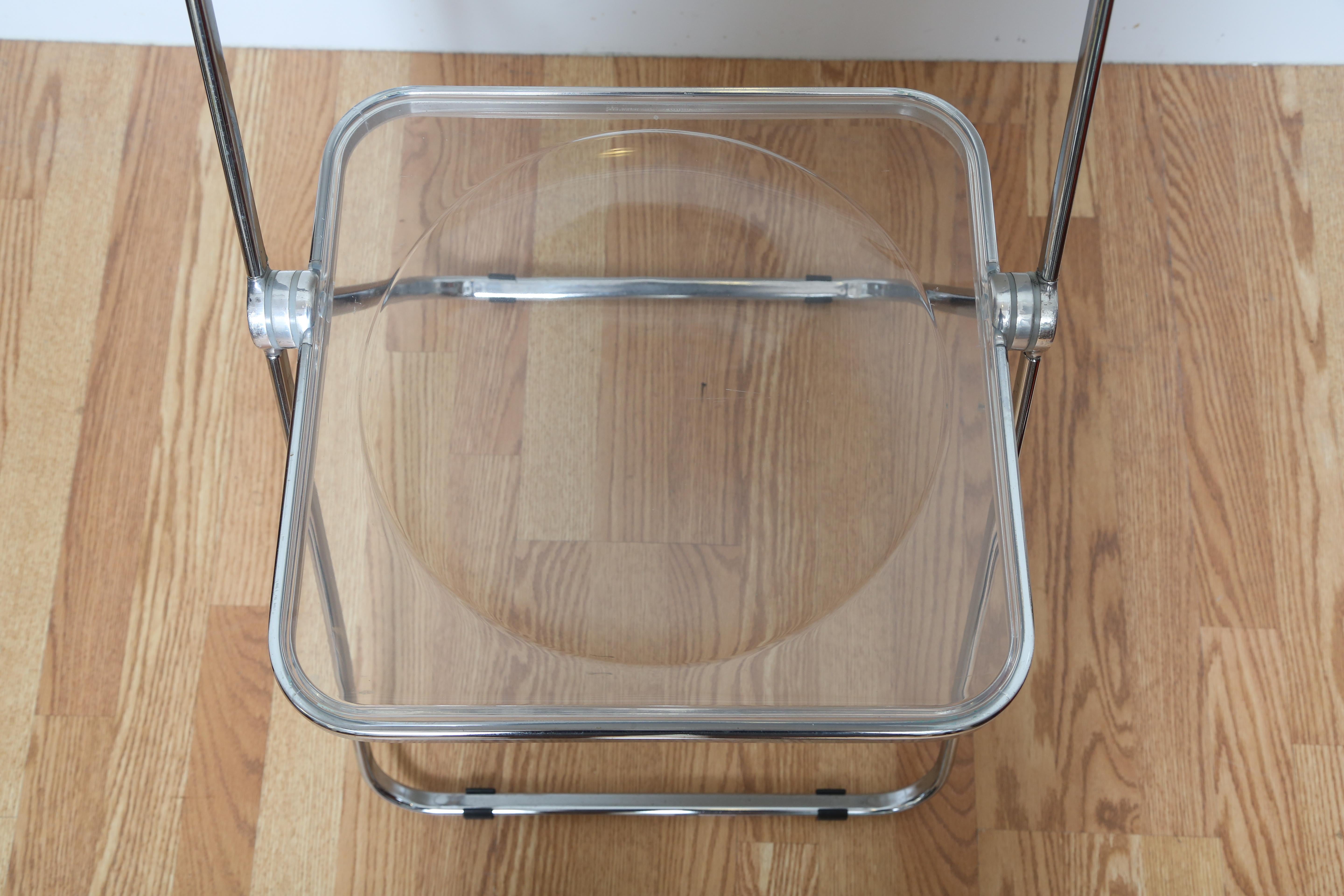Italian Vintage Set of Four Lucite Folding Chairs by Castelli